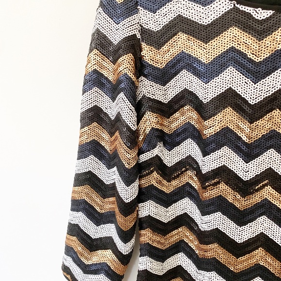 Sugar Lips Sequin Chevron Sleeves Cocktail Dress - Picture 8 of 10